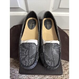 COLE HAAN Womens Air Alesandra Black Snake Skin Driver Loafers Size 6.5 AA Flats